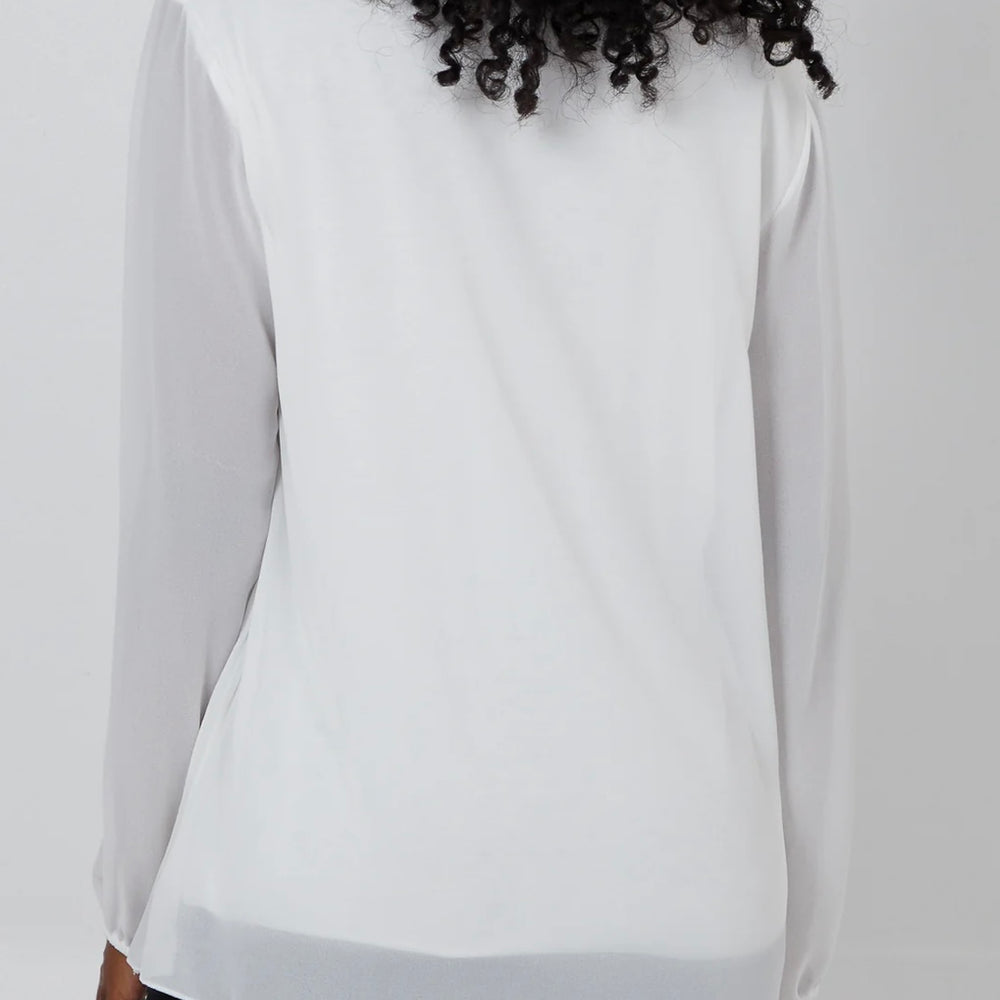 
                      
                        Pleated Long Sleeve Necklace Top - White
                      
                    