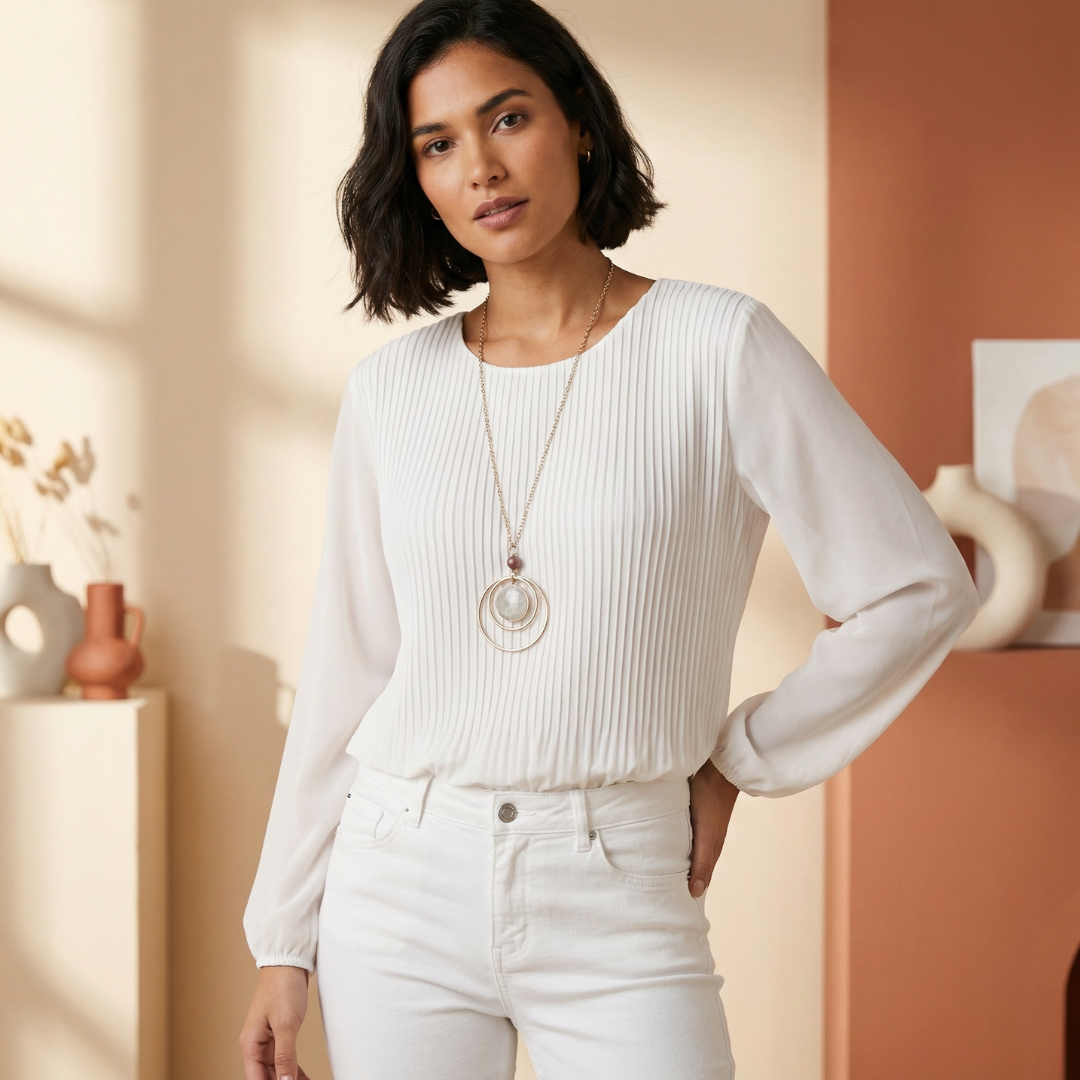 Pleated Blouse - Soft Ivory