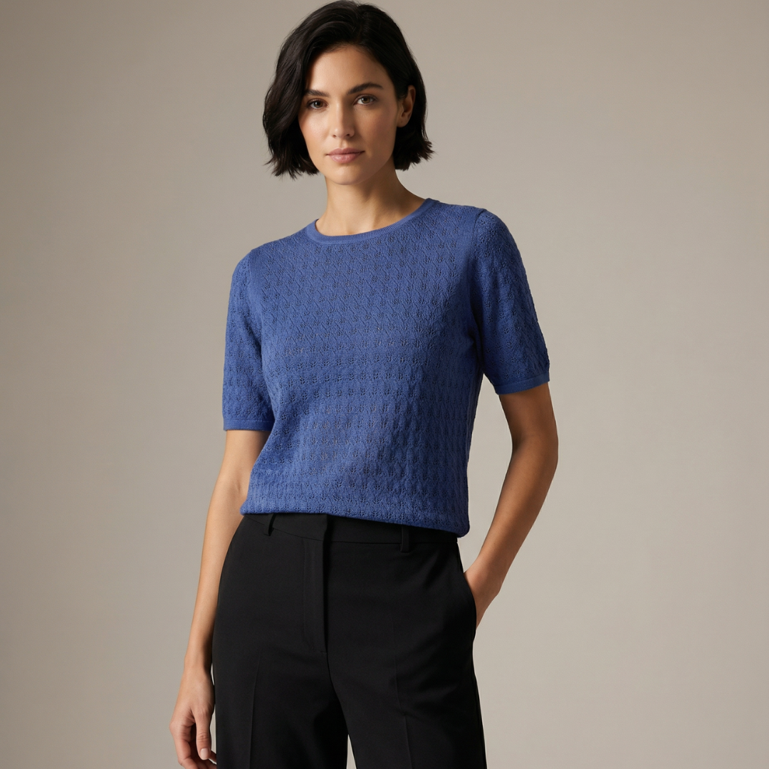Merino Wool Pointelle Knit Top