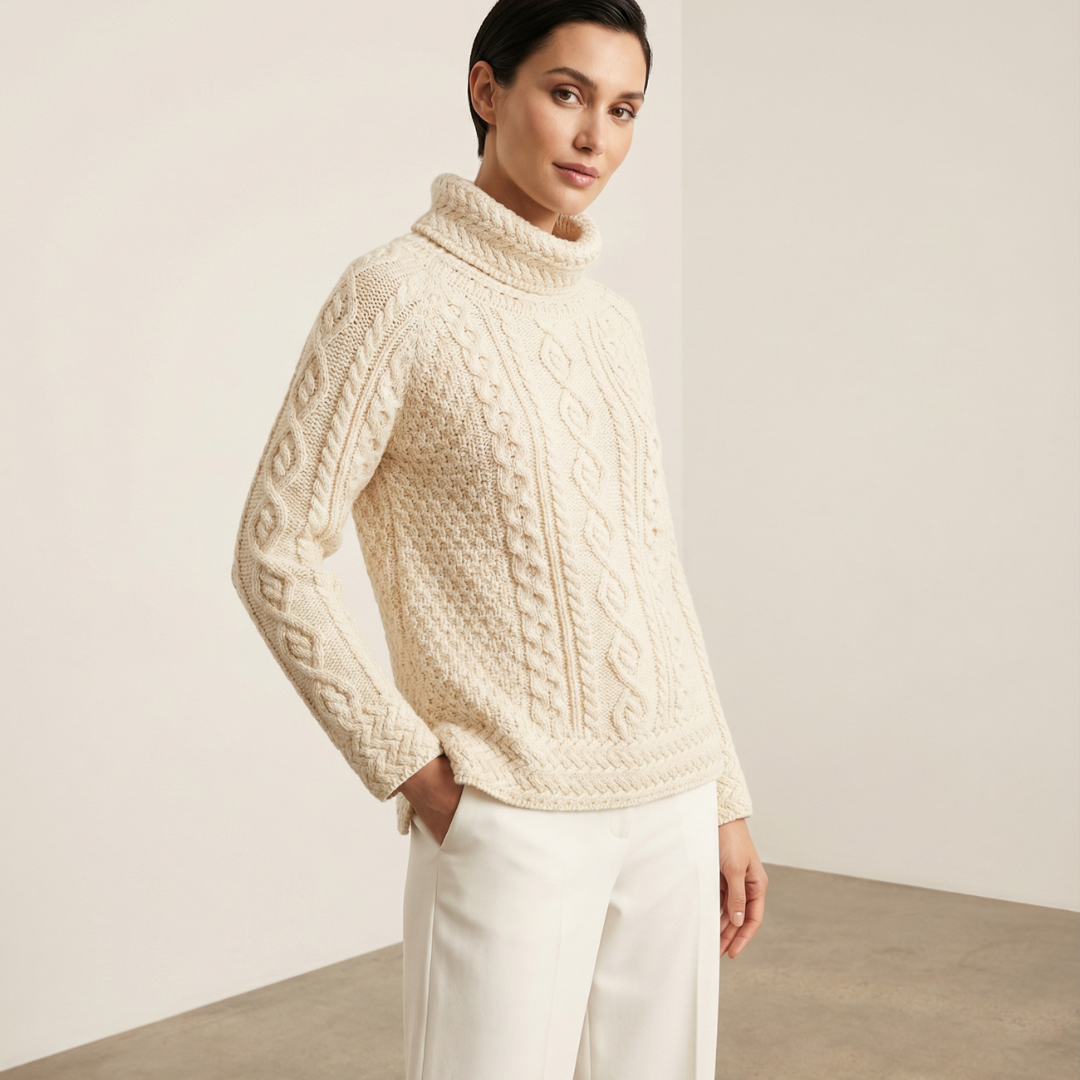 Merino Roll Neck Jumper- Warm Ivory