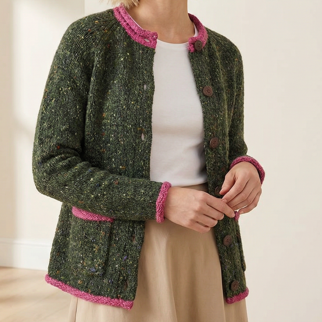 Donegal Wool Cardigan- Forest Green