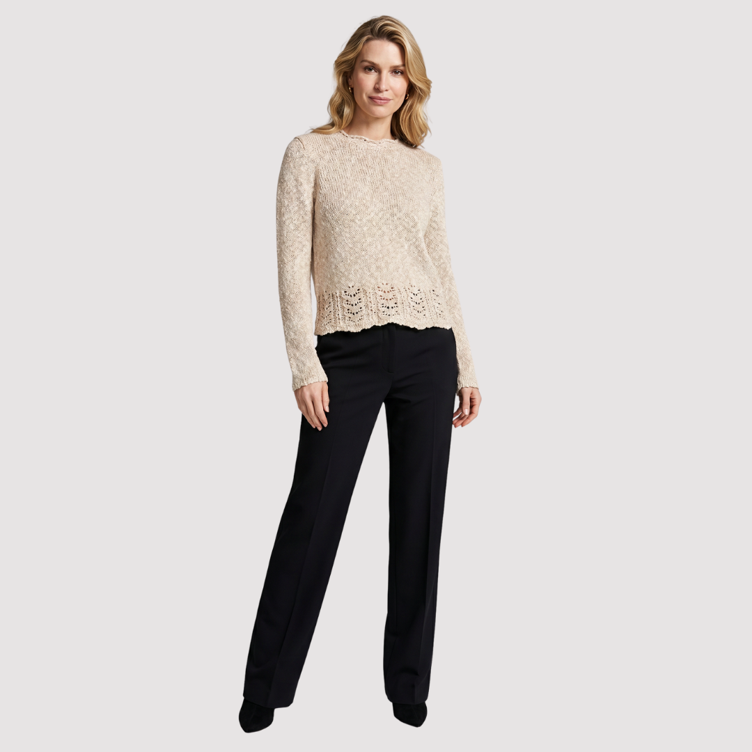Lightweight Cotton Knit Sweater – Soft Neutral
