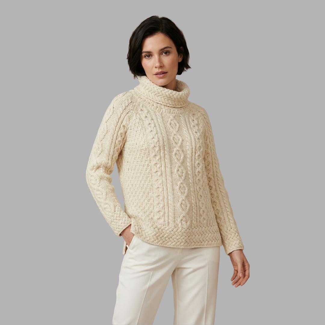 Merino Roll Neck Jumper- Warm Ivory
