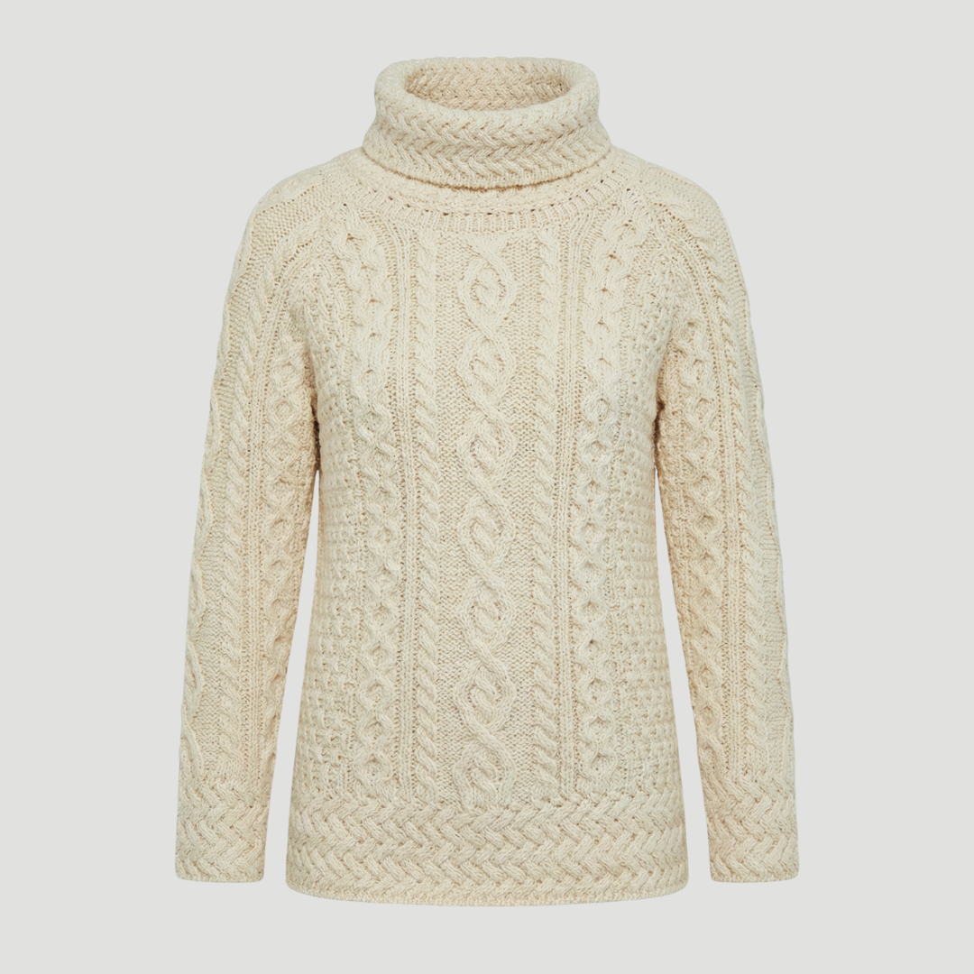 Merino Roll Neck Jumper- Warm Ivory