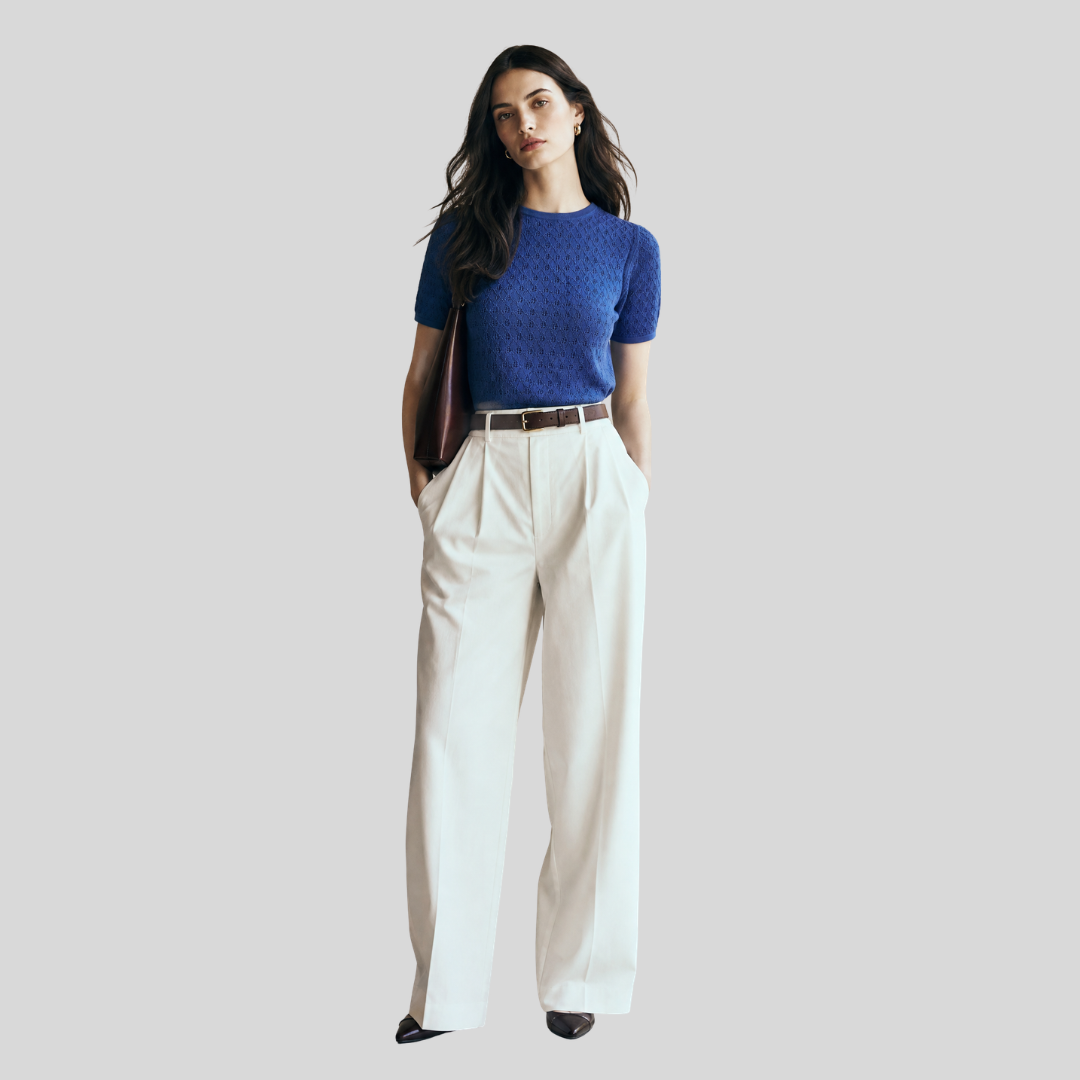 Merino Wool Pointelle Knit Top