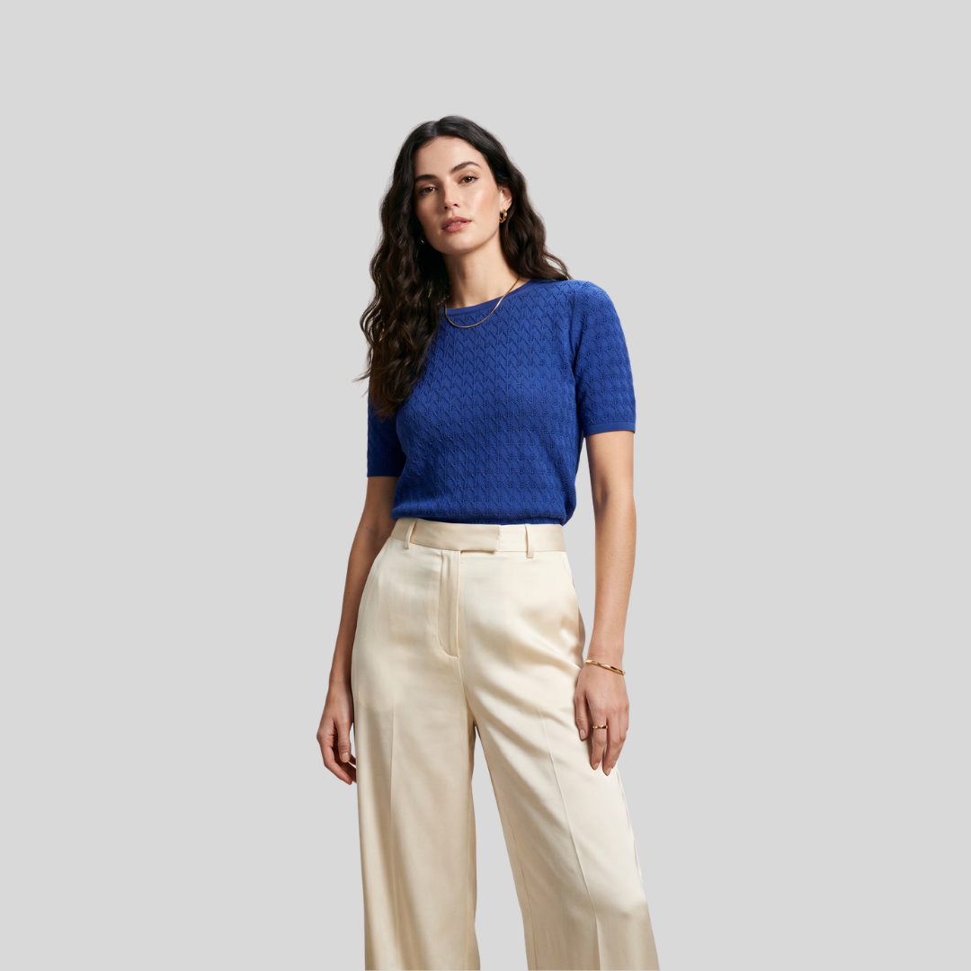 Merino Wool Pointelle Knit Top
