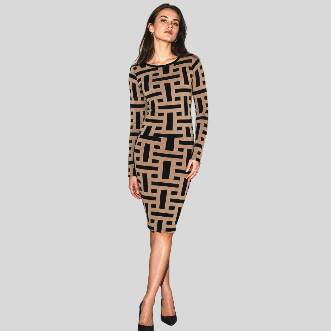 Top & Skirt CO-ORD Set- Classic Black& Camel