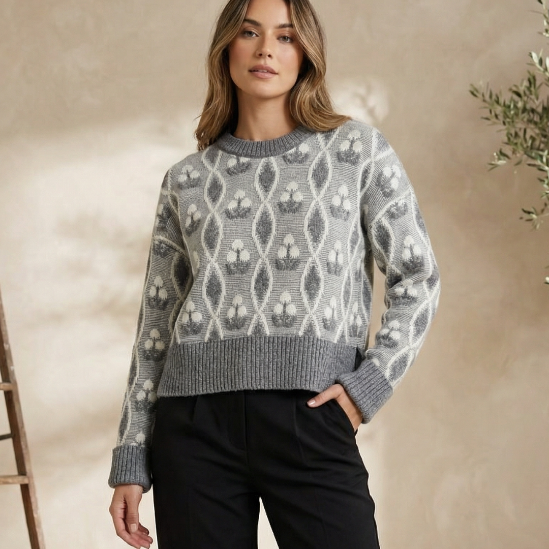 Classic Lambswool Jumper- Natural Oat/ Soft Ash