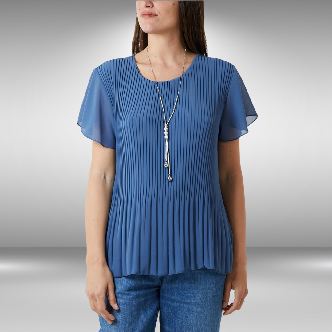 Necklace Pleated Top - Blue