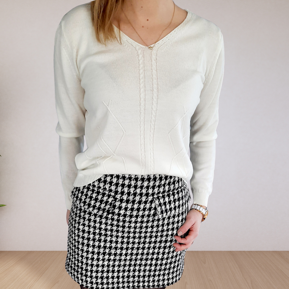 
                      
                        Merino Cashmere V- Neck Diamond Pattern Jumper
                      
                    